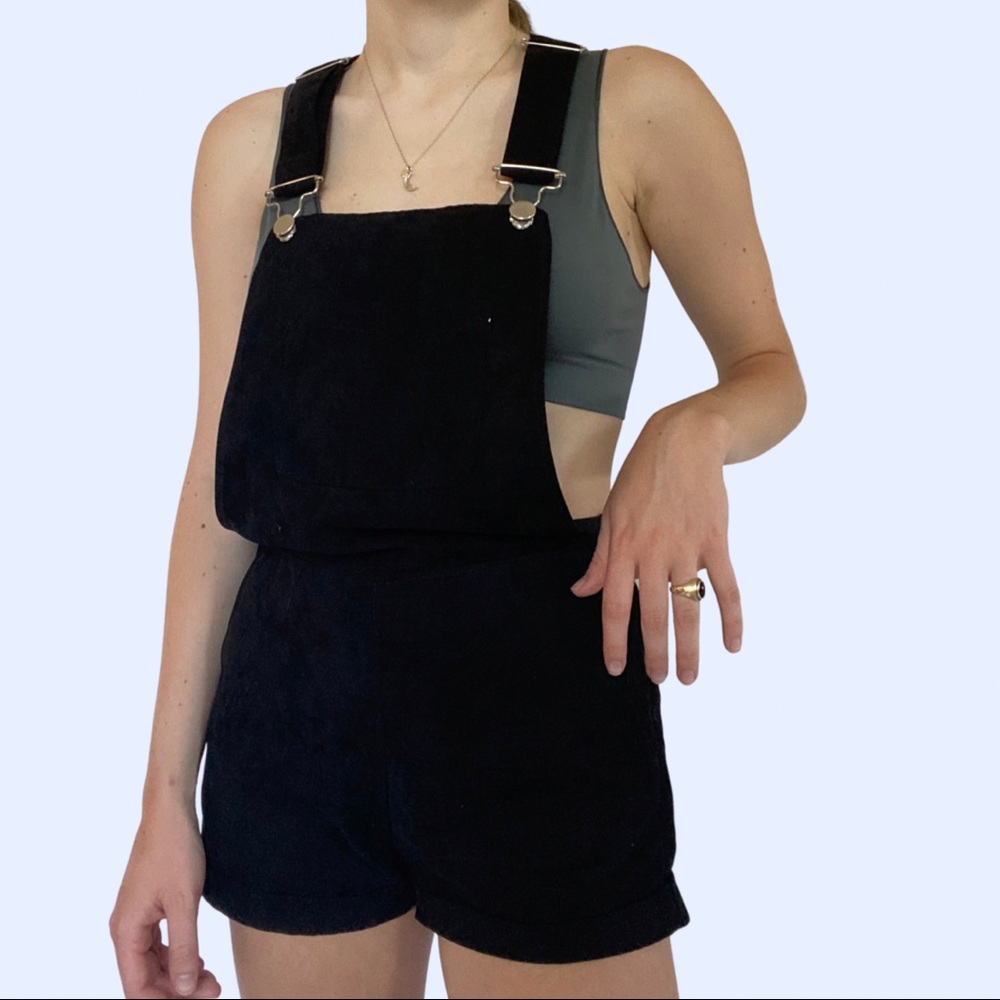 Black Suede Short Overalls size small